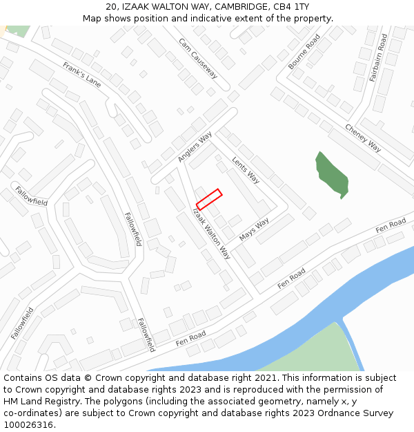 20, IZAAK WALTON WAY, CAMBRIDGE, CB4 1TY: Location map and indicative extent of plot