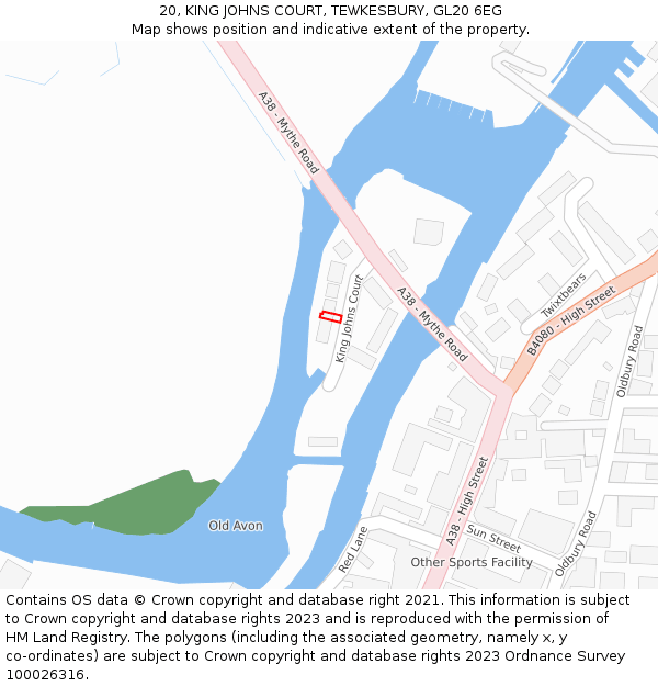 20, KING JOHNS COURT, TEWKESBURY, GL20 6EG: Location map and indicative extent of plot