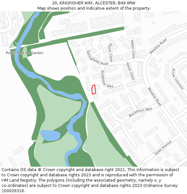 20, KINGFISHER WAY, ALCESTER, B49 6RW: Location map and indicative extent of plot