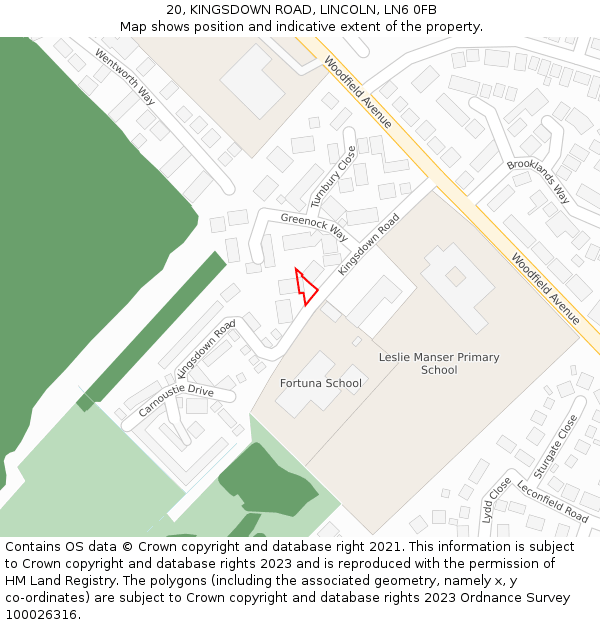 20, KINGSDOWN ROAD, LINCOLN, LN6 0FB: Location map and indicative extent of plot