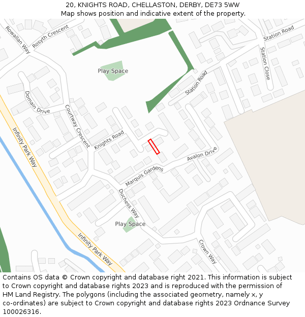 20, KNIGHTS ROAD, CHELLASTON, DERBY, DE73 5WW: Location map and indicative extent of plot