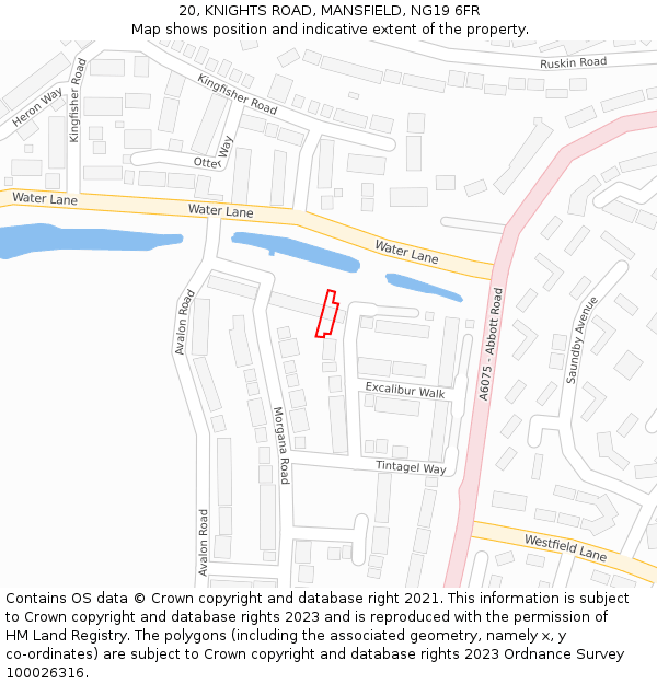20, KNIGHTS ROAD, MANSFIELD, NG19 6FR: Location map and indicative extent of plot