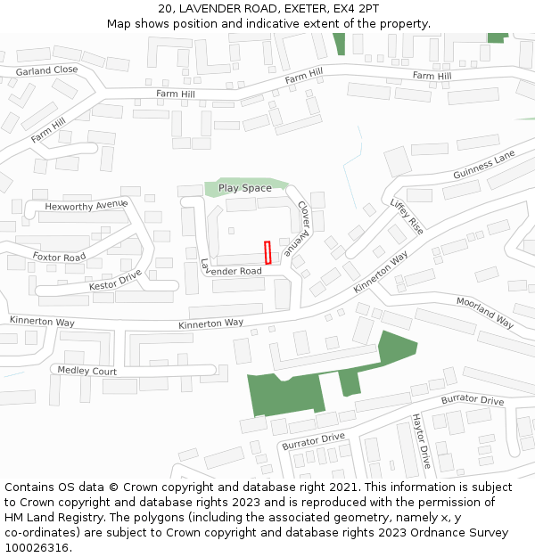 20, LAVENDER ROAD, EXETER, EX4 2PT: Location map and indicative extent of plot
