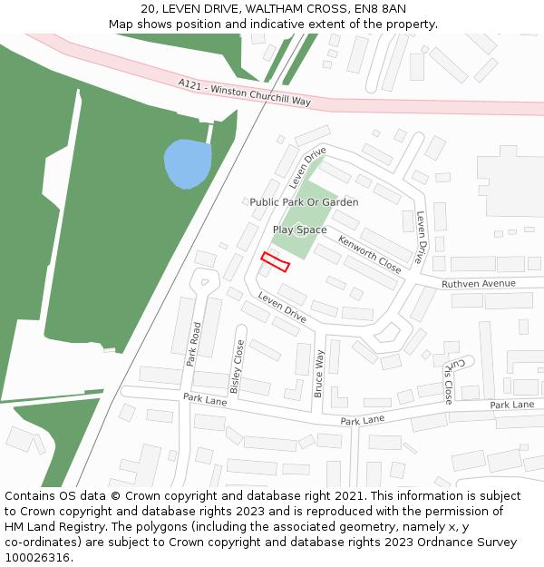 20, LEVEN DRIVE, WALTHAM CROSS, EN8 8AN: Location map and indicative extent of plot