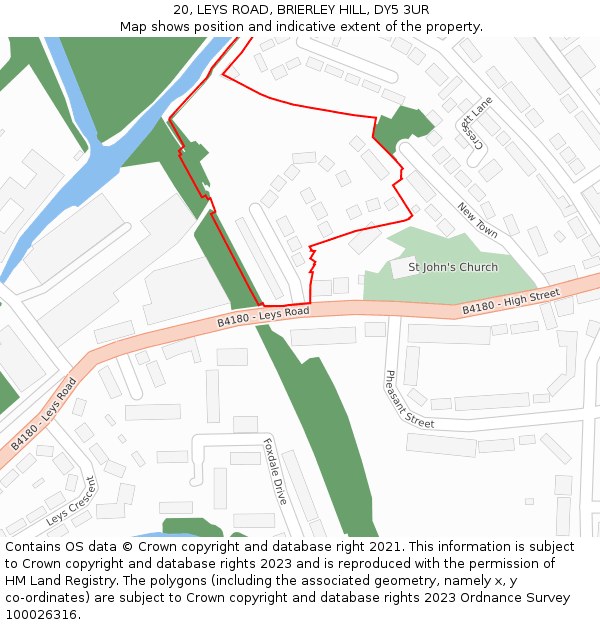 20, LEYS ROAD, BRIERLEY HILL, DY5 3UR: Location map and indicative extent of plot