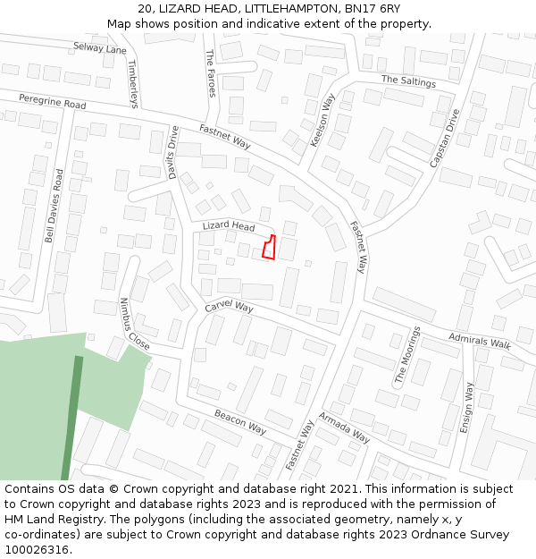 20, LIZARD HEAD, LITTLEHAMPTON, BN17 6RY: Location map and indicative extent of plot