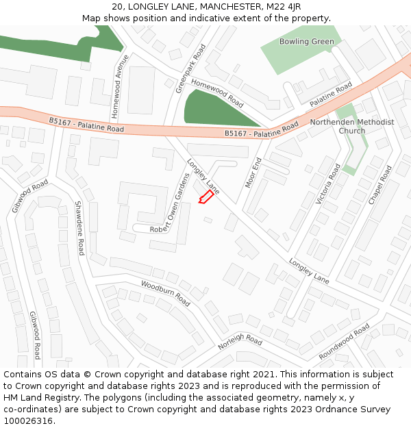 20, LONGLEY LANE, MANCHESTER, M22 4JR: Location map and indicative extent of plot
