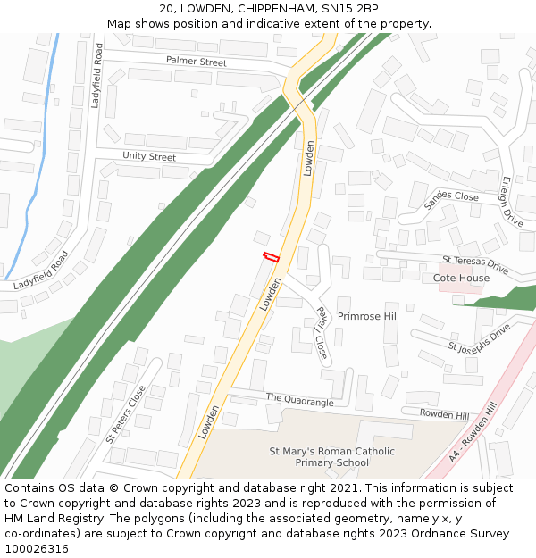 20, LOWDEN, CHIPPENHAM, SN15 2BP: Location map and indicative extent of plot