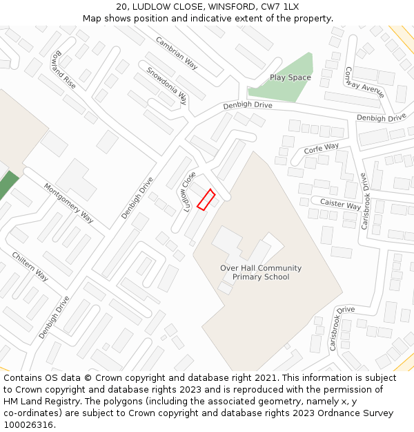 20, LUDLOW CLOSE, WINSFORD, CW7 1LX: Location map and indicative extent of plot