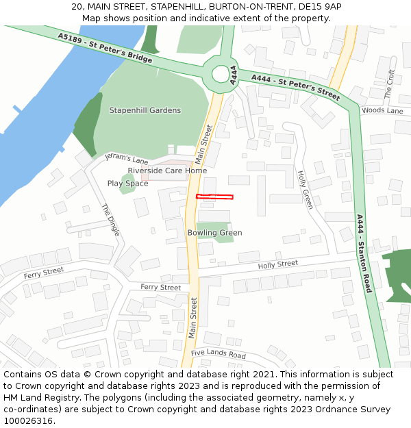 20, MAIN STREET, STAPENHILL, BURTON-ON-TRENT, DE15 9AP: Location map and indicative extent of plot