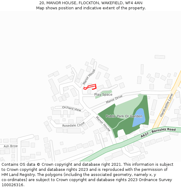 20, MANOR HOUSE, FLOCKTON, WAKEFIELD, WF4 4AN: Location map and indicative extent of plot