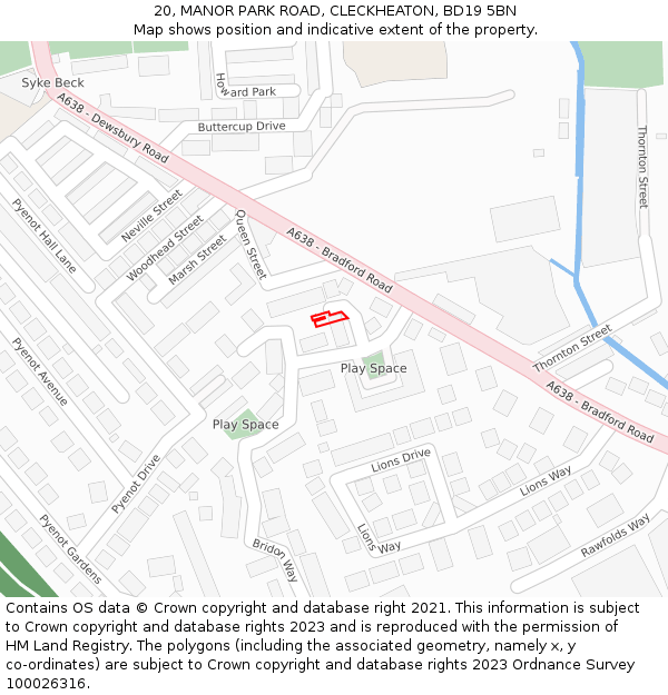 20, MANOR PARK ROAD, CLECKHEATON, BD19 5BN: Location map and indicative extent of plot