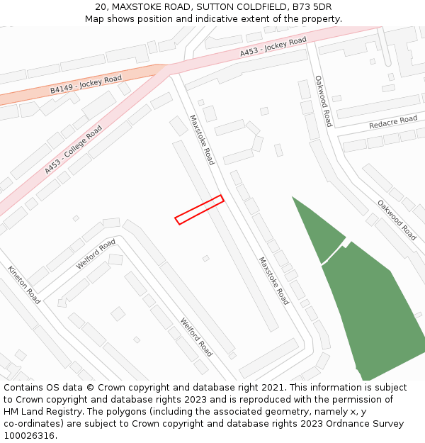 20, MAXSTOKE ROAD, SUTTON COLDFIELD, B73 5DR: Location map and indicative extent of plot