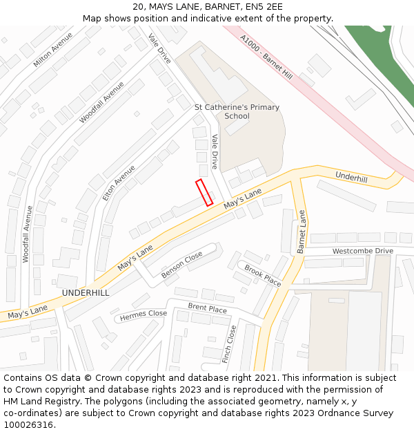 20, MAYS LANE, BARNET, EN5 2EE: Location map and indicative extent of plot