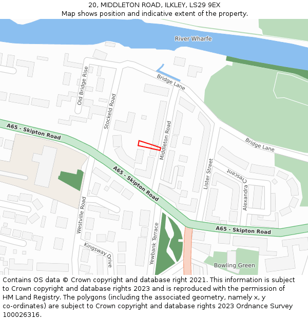 20, MIDDLETON ROAD, ILKLEY, LS29 9EX: Location map and indicative extent of plot