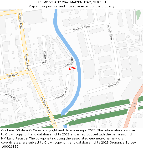20, MOORLAND WAY, MAIDENHEAD, SL6 1LH: Location map and indicative extent of plot