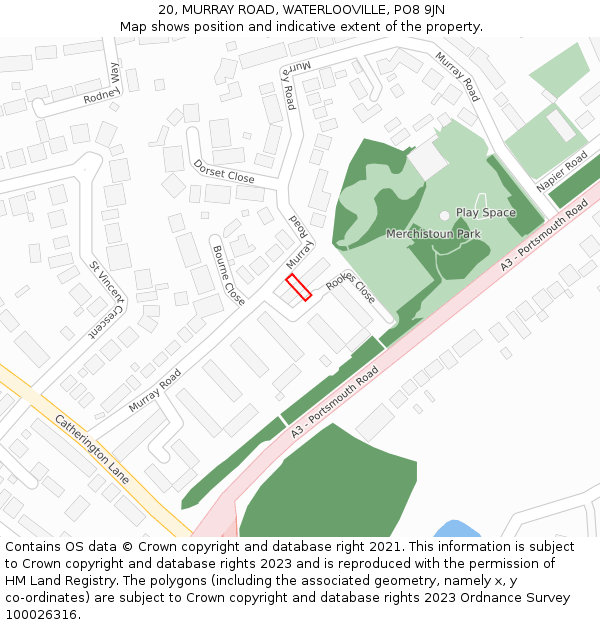 20, MURRAY ROAD, WATERLOOVILLE, PO8 9JN: Location map and indicative extent of plot
