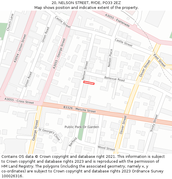20, NELSON STREET, RYDE, PO33 2EZ: Location map and indicative extent of plot
