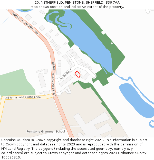20, NETHERFIELD, PENISTONE, SHEFFIELD, S36 7AA: Location map and indicative extent of plot