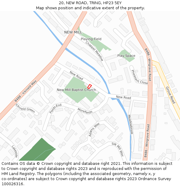20, NEW ROAD, TRING, HP23 5EY: Location map and indicative extent of plot