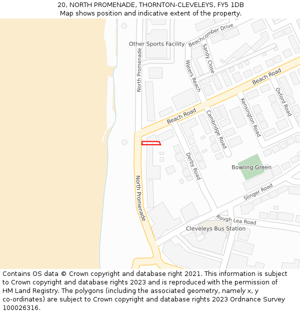 20, NORTH PROMENADE, THORNTON-CLEVELEYS, FY5 1DB: Location map and indicative extent of plot