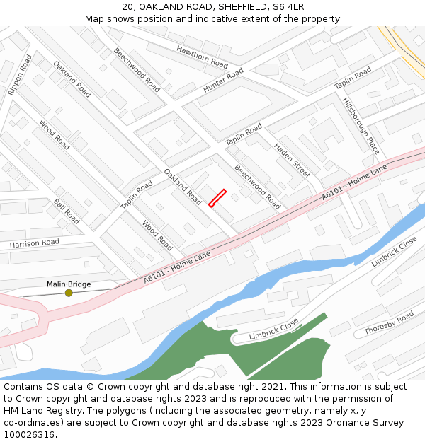 20, OAKLAND ROAD, SHEFFIELD, S6 4LR: Location map and indicative extent of plot
