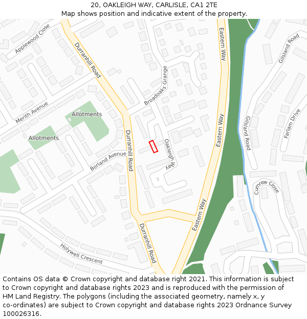 20, OAKLEIGH WAY, CARLISLE, CA1 2TE: Location map and indicative extent of plot