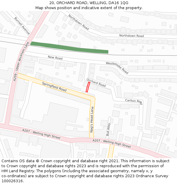 20, ORCHARD ROAD, WELLING, DA16 1QG: Location map and indicative extent of plot