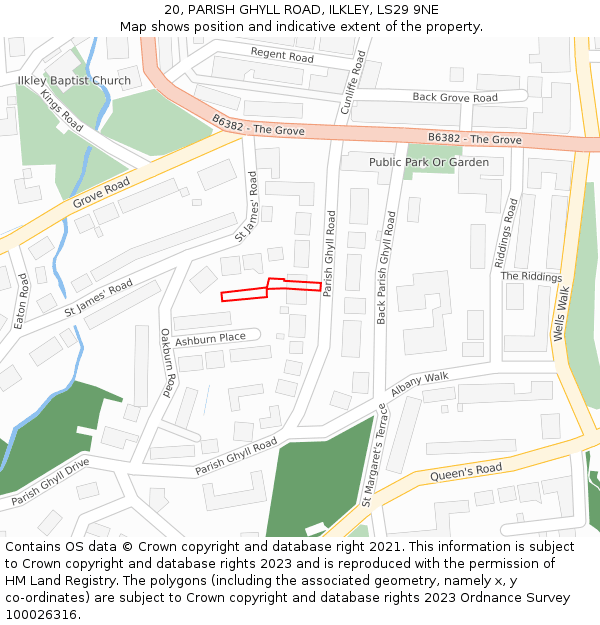 20, PARISH GHYLL ROAD, ILKLEY, LS29 9NE: Location map and indicative extent of plot