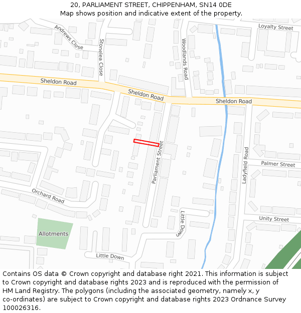 20, PARLIAMENT STREET, CHIPPENHAM, SN14 0DE: Location map and indicative extent of plot