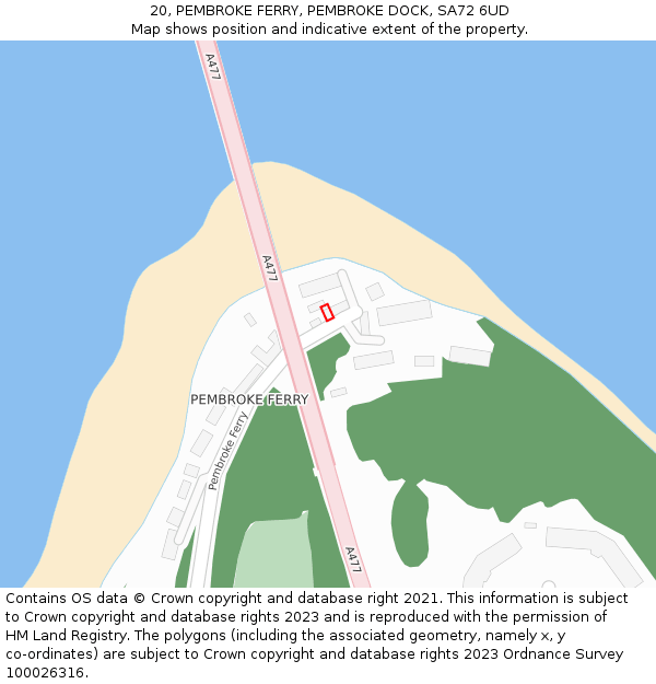 20, PEMBROKE FERRY, PEMBROKE DOCK, SA72 6UD: Location map and indicative extent of plot
