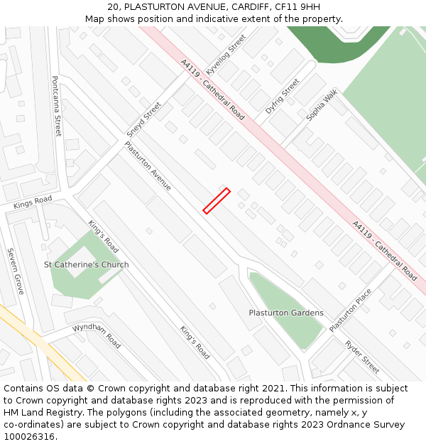20, PLASTURTON AVENUE, CARDIFF, CF11 9HH: Location map and indicative extent of plot