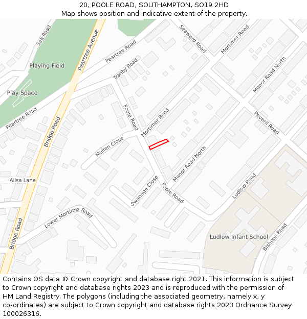 20, POOLE ROAD, SOUTHAMPTON, SO19 2HD: Location map and indicative extent of plot
