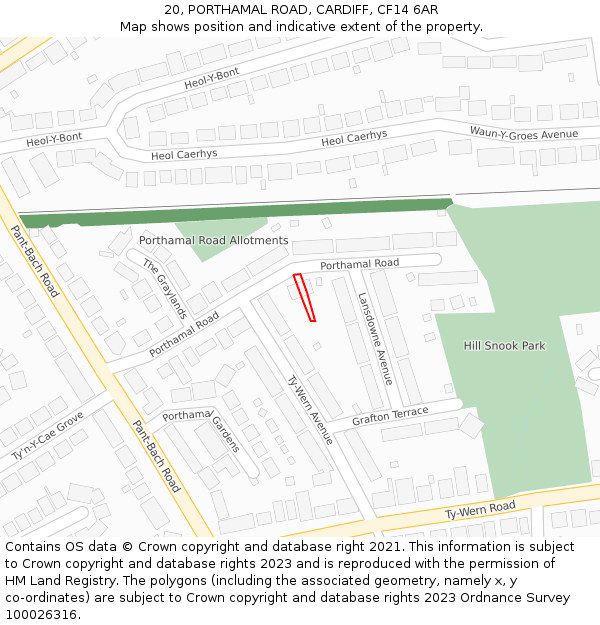 20, PORTHAMAL ROAD, CARDIFF, CF14 6AR: Location map and indicative extent of plot