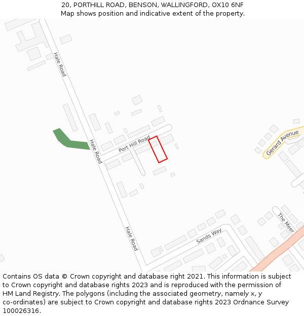 20, PORTHILL ROAD, BENSON, WALLINGFORD, OX10 6NF: Location map and indicative extent of plot