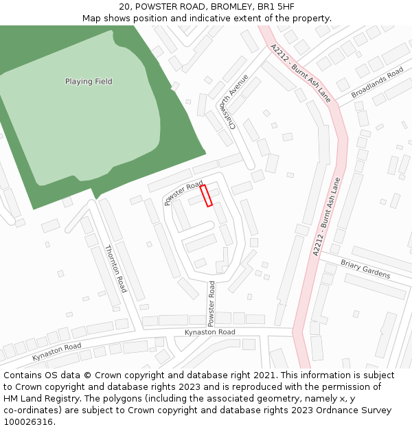 20, POWSTER ROAD, BROMLEY, BR1 5HF: Location map and indicative extent of plot