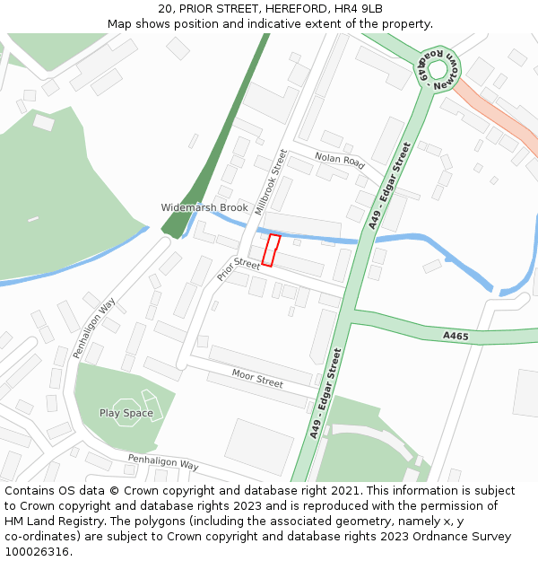 20, PRIOR STREET, HEREFORD, HR4 9LB: Location map and indicative extent of plot