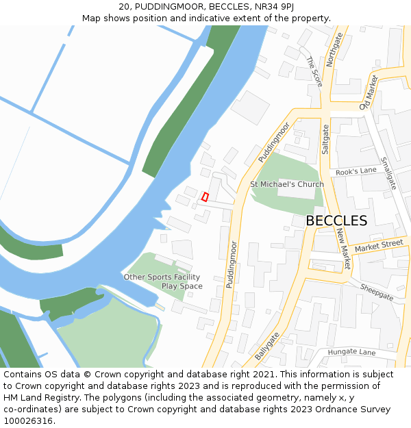 20, PUDDINGMOOR, BECCLES, NR34 9PJ: Location map and indicative extent of plot