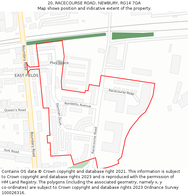 20, RACECOURSE ROAD, NEWBURY, RG14 7GA: Location map and indicative extent of plot