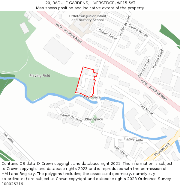 20, RADULF GARDENS, LIVERSEDGE, WF15 6AT: Location map and indicative extent of plot