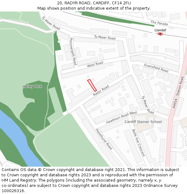 20, RADYR ROAD, CARDIFF, CF14 2FU: Location map and indicative extent of plot