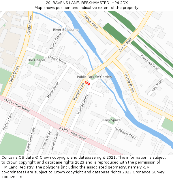20, RAVENS LANE, BERKHAMSTED, HP4 2DX: Location map and indicative extent of plot