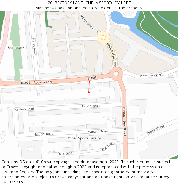 20, RECTORY LANE, CHELMSFORD, CM1 1RE: Location map and indicative extent of plot