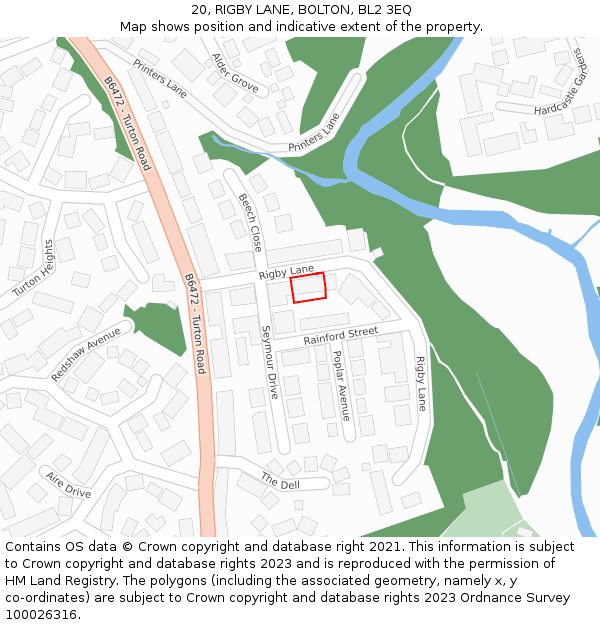 20, RIGBY LANE, BOLTON, BL2 3EQ: Location map and indicative extent of plot