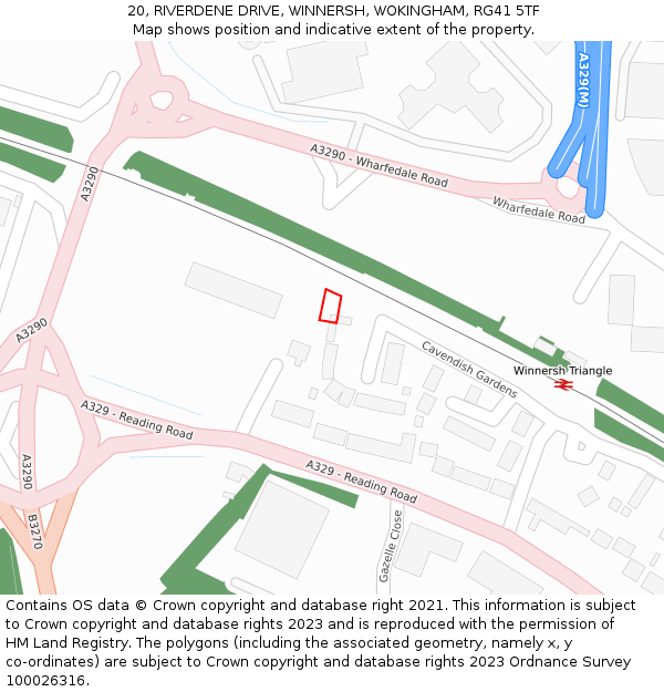 20, RIVERDENE DRIVE, WINNERSH, WOKINGHAM, RG41 5TF: Location map and indicative extent of plot