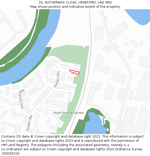 20, ROTHERWAS CLOSE, HEREFORD, HR2 6RG: Location map and indicative extent of plot