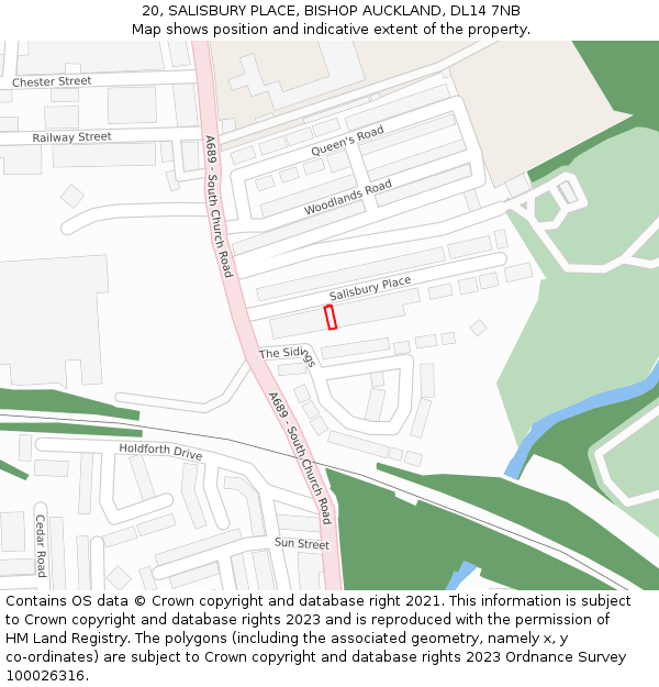 20, SALISBURY PLACE, BISHOP AUCKLAND, DL14 7NB: Location map and indicative extent of plot
