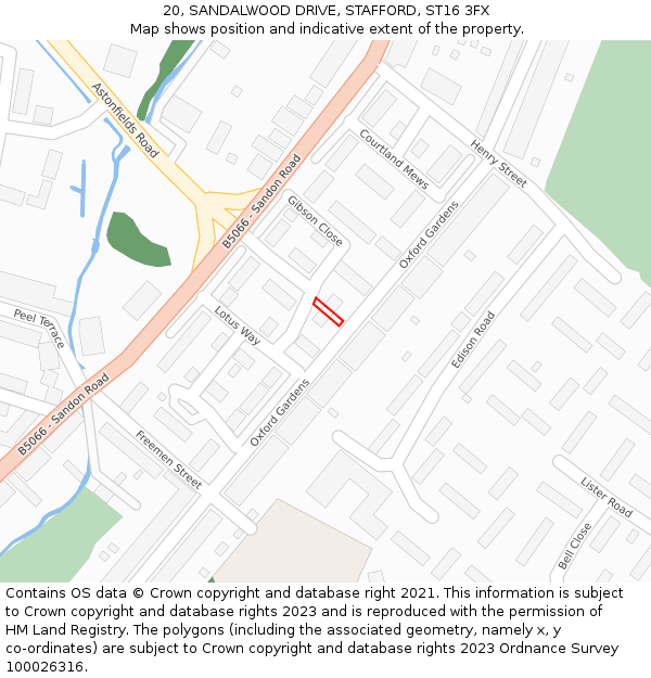 20, SANDALWOOD DRIVE, STAFFORD, ST16 3FX: Location map and indicative extent of plot