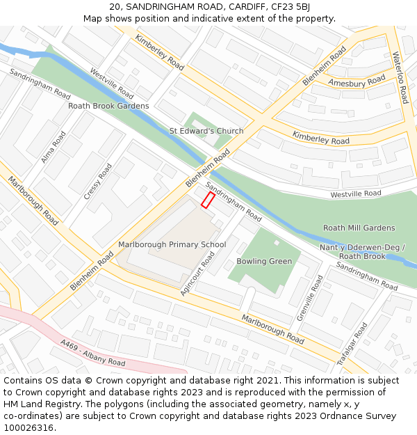 20, SANDRINGHAM ROAD, CARDIFF, CF23 5BJ: Location map and indicative extent of plot
