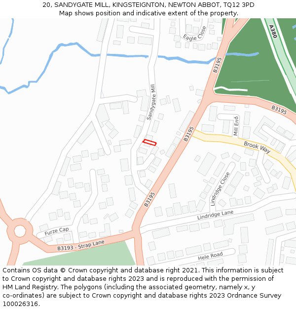 20, SANDYGATE MILL, KINGSTEIGNTON, NEWTON ABBOT, TQ12 3PD: Location map and indicative extent of plot